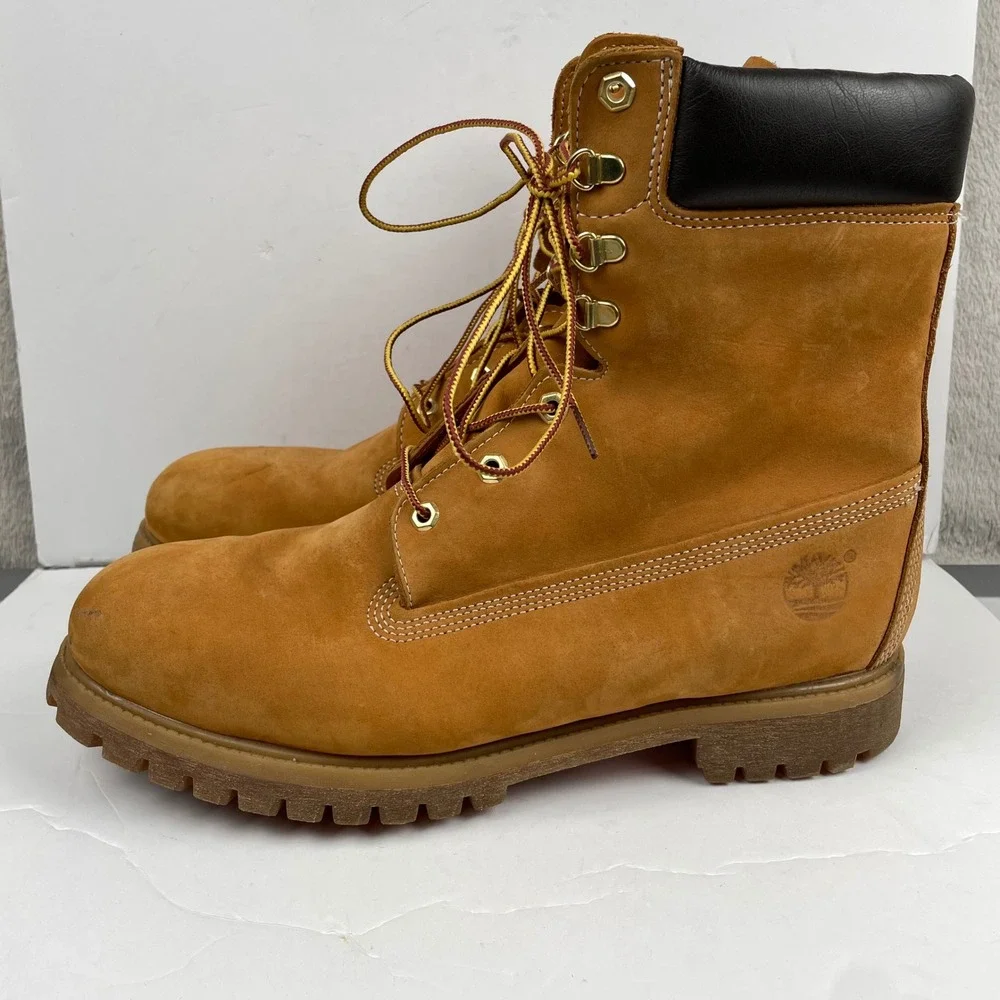 Timberland Boots Beige Premium Work Timbs Tan Beige Leather - Mens Size 13